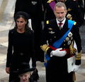 King Andrei III & Queen Melea I at the funeral of the Techanerean Emperor Faddchinor I in 2020.