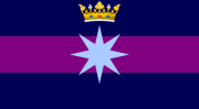 Tricolor (Blue-Purple-Blue) with a light-blue star in the middle and a crown on top