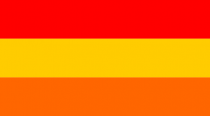 Flag of the Gianlucian Empire - Red-Gold-Orange Tricolor